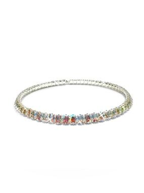 Multicolor Crystal AB Necklace in Silver Setting